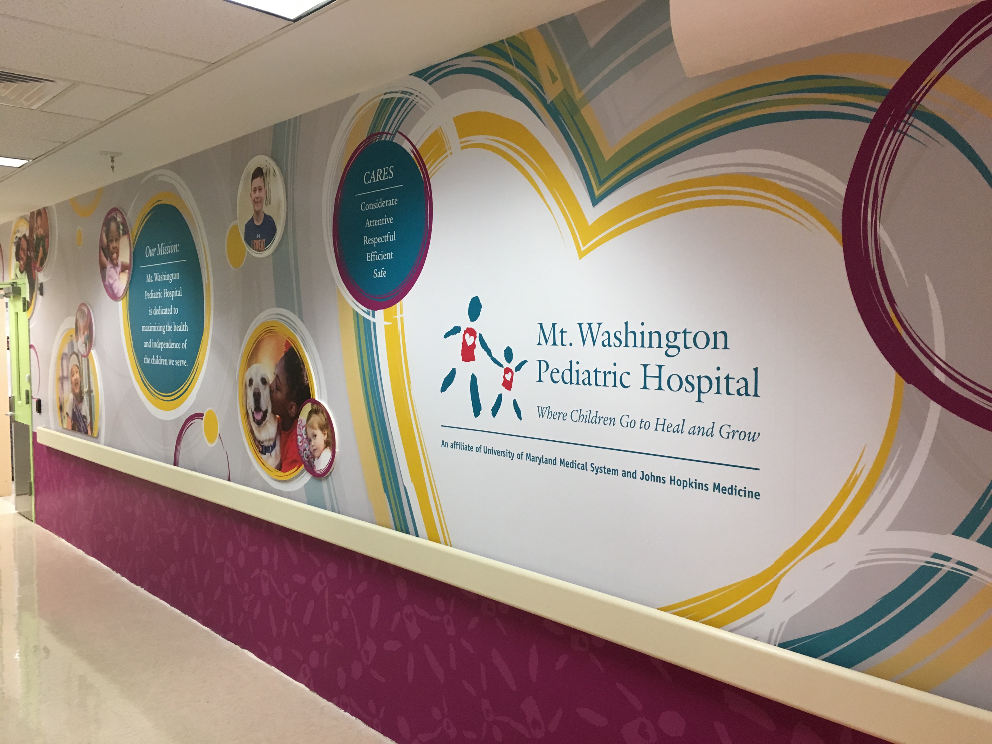 MWPH wall graphics in the cafeteria