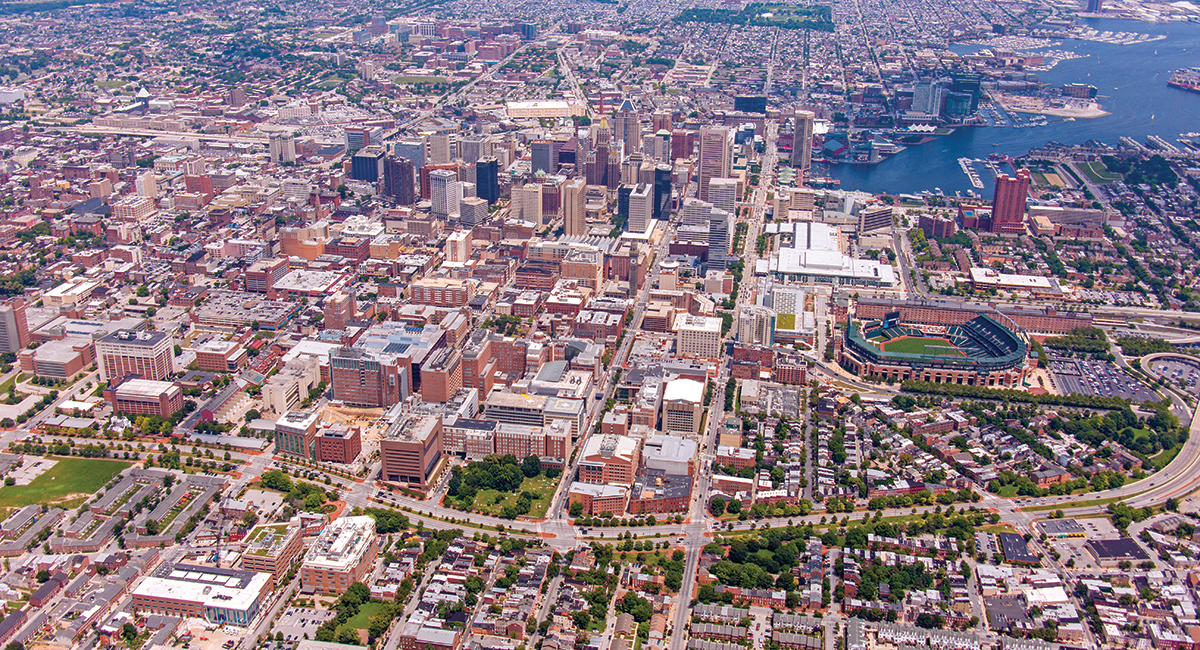 aerial view of baltimore