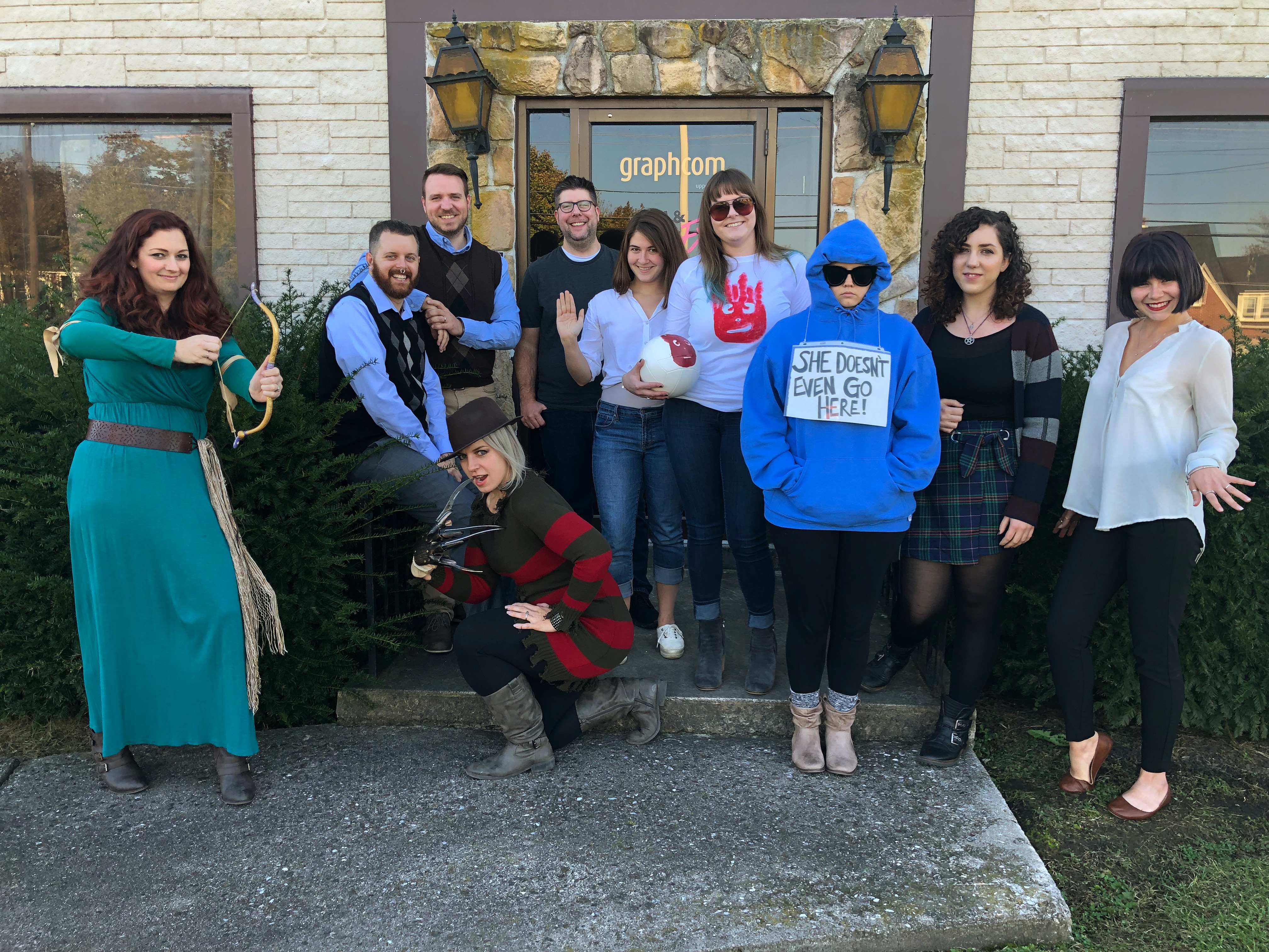graphcom employees dressed up as movie characters for spirit week