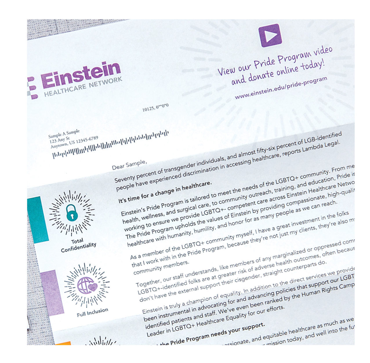 einstein healthcare network appeal letter with variable data