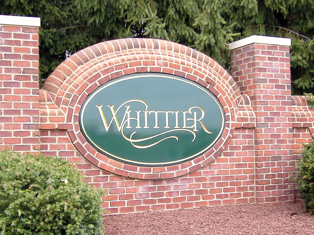 brick whittier monument sign