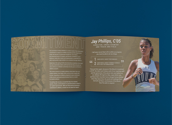 interior view of the Mount's athletics booklet