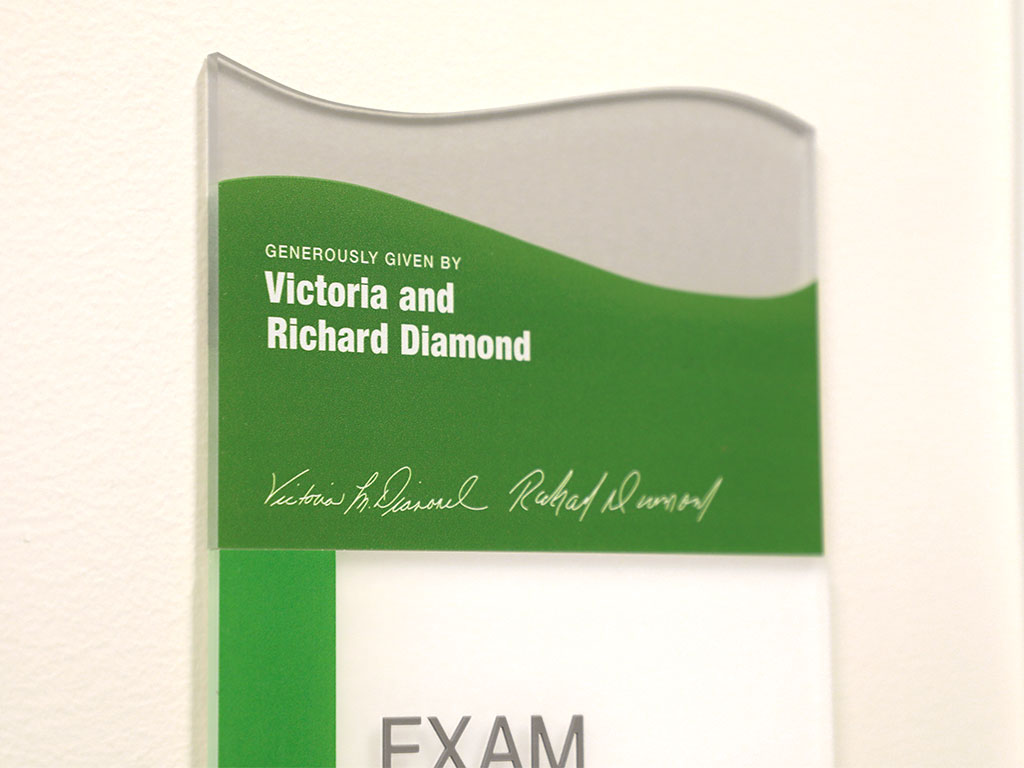 Victoria and Richard Diamond acrylic donor plaque
