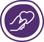 purple heart and hand icon