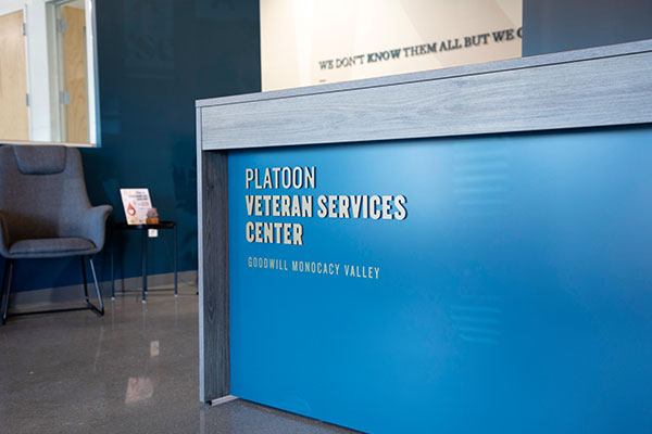 platoon veteran services center desk signage