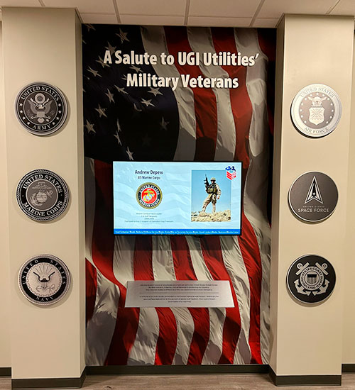 ugi utilities veterans wall insignias with tv screen