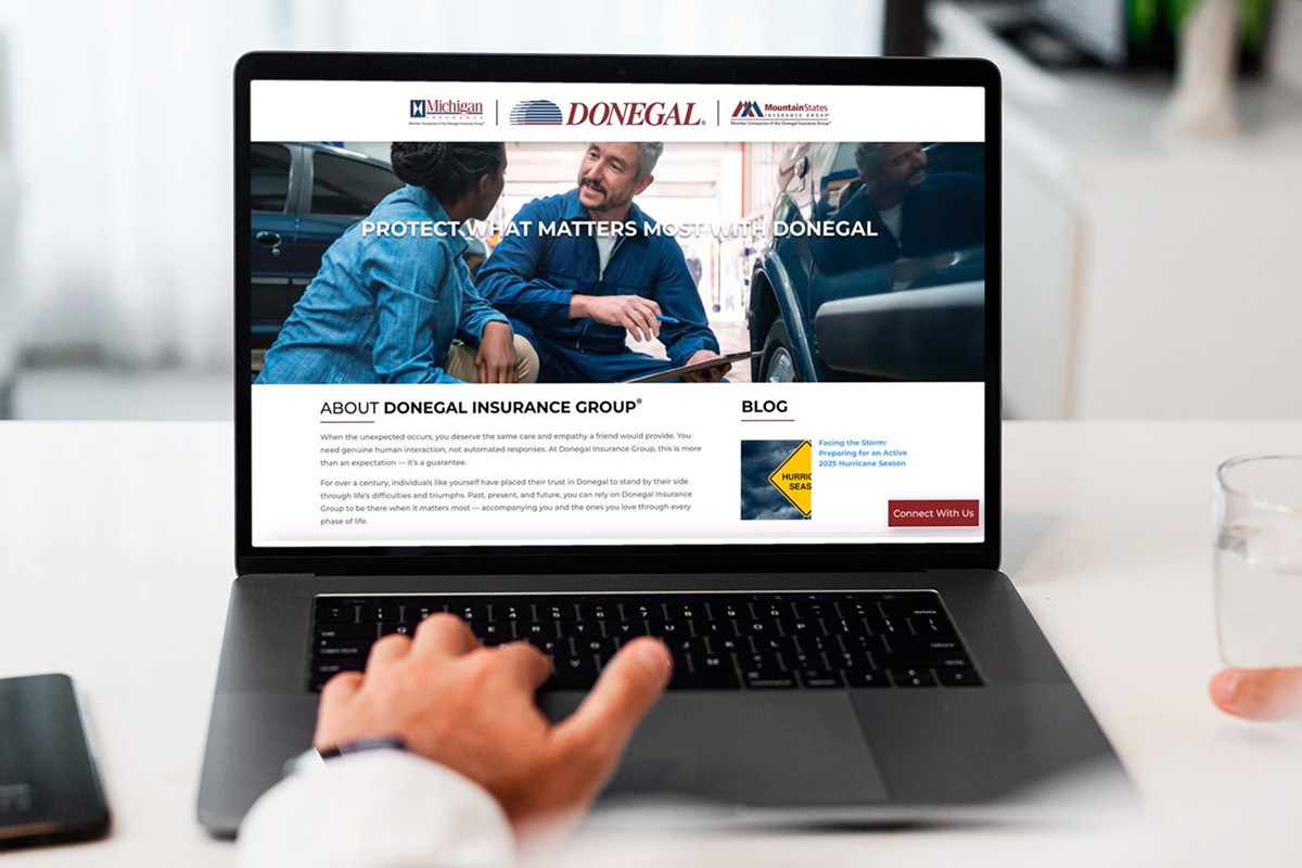 Donegal Insurance Ads Landing Page on a laptop