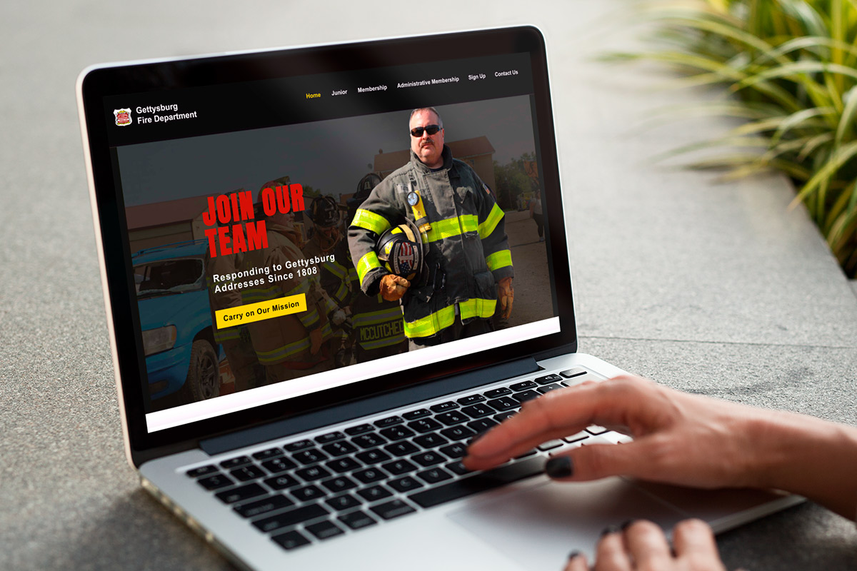 Gettysburg Fire Dept Website on a Laptop