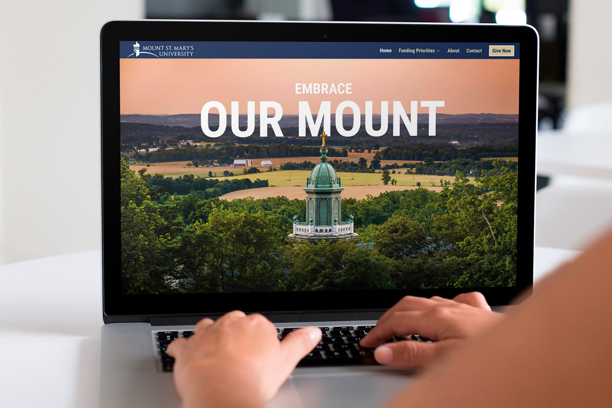 Mount St Marys website on laptop